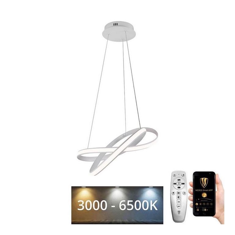 LED Prigušivi luster na sajli LED/70W/230V 3000-6500K bela + Daljinski upravljač