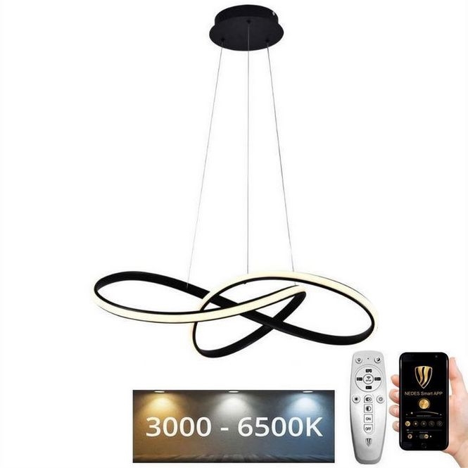 LED Prigušivi luster na sajli LED/70W/230V 3000-6500K crno + Daljinski upravljač