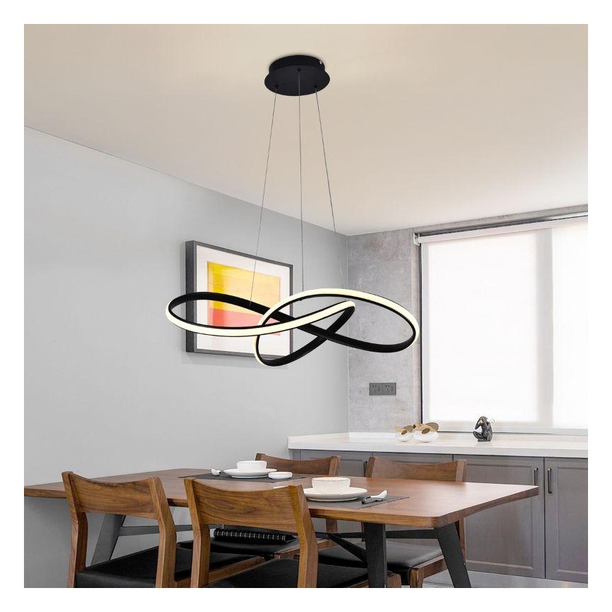 LED Prigušivi luster na sajli LED/70W/230V 3000-6500K crno + Daljinski upravljač