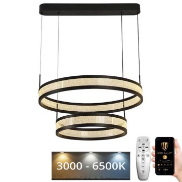 LED Prigušivi luster na sajli LED/70W/230V 3000-6500K crno + Daljinski upravljač