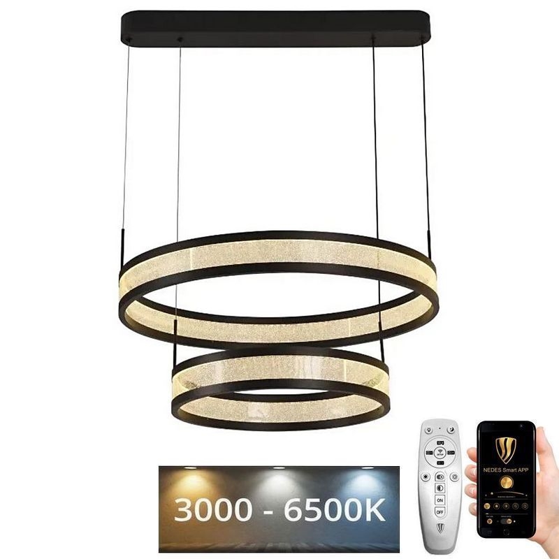 LED Prigušivi luster na sajli LED/70W/230V 3000-6500K crno + Daljinski upravljač
