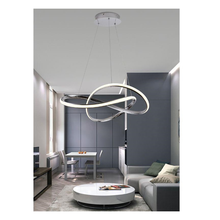 LED Prigušivi luster na sajli LED/70W/230V 3000-6500K sjajni krom + Daljinski upravljač