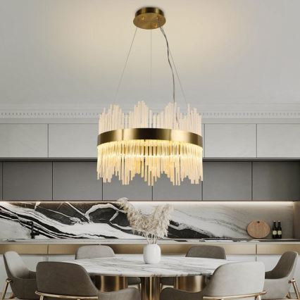 LED Prigušivi kristalni luster na sajli LED/70W/230V 3000-6500K zlatna + Daljinski upravljač