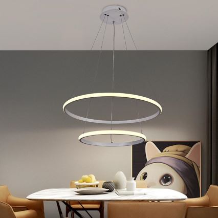 LED Prigušivi luster na sajli LED/75W/230V 3000-6500K pr. 60 cm + Daljinski upravljač