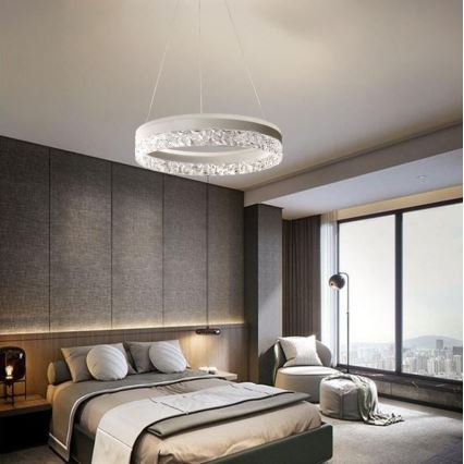 LED Prigušivi luster na sajli LED/80W/230V 3000-6500K bela + Daljinski upravljač