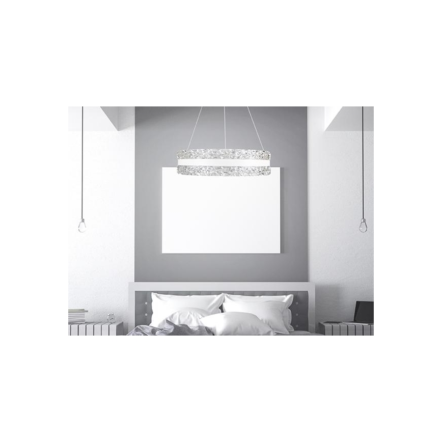 LED Prigušivi kristalni luster na sajli LED/80W/230V 3000-6500K bela + Daljinski upravljač