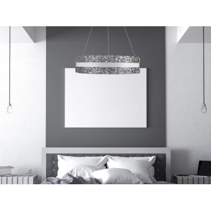 LED Prigušivi kristalni luster na sajli LED/80W/230V 3000-6500K bela + Daljinski upravljač
