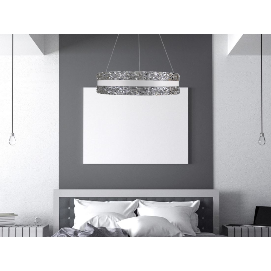 LED Prigušivi kristalni luster na sajli LED/80W/230V 3000-6500K bela + Daljinski upravljač