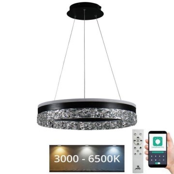LED Prigušivi luster na sajli LED/80W/230V 3000-6500K crno + Daljinski upravljač