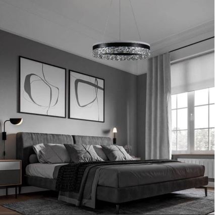 LED Prigušivi luster na sajli LED/80W/230V 3000-6500K crno + Daljinski upravljač