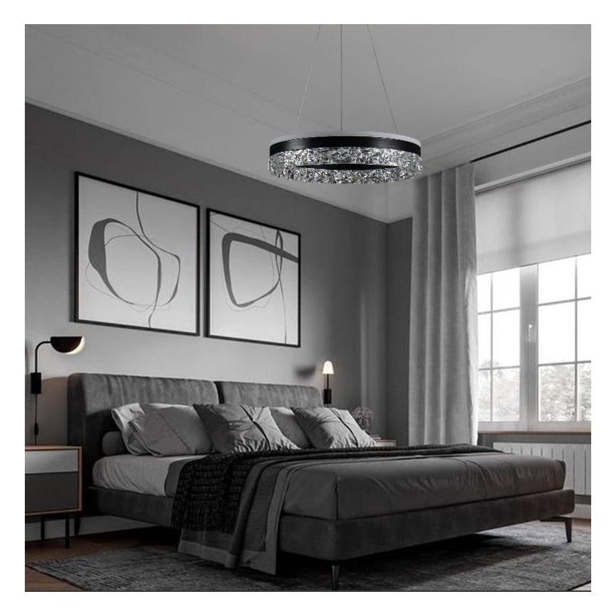 LED Prigušivi luster na sajli LED/80W/230V 3000-6500K crno + Daljinski upravljač