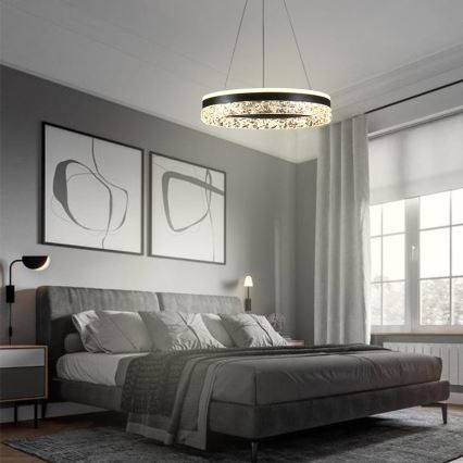 LED Prigušivi luster na sajli LED/80W/230V 3000-6500K crno + Daljinski upravljač