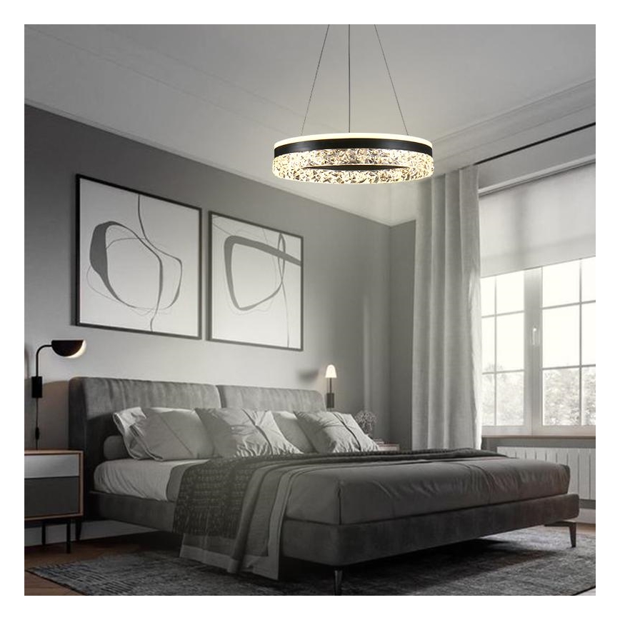 LED Prigušivi luster na sajli LED/80W/230V 3000-6500K crno + Daljinski upravljač