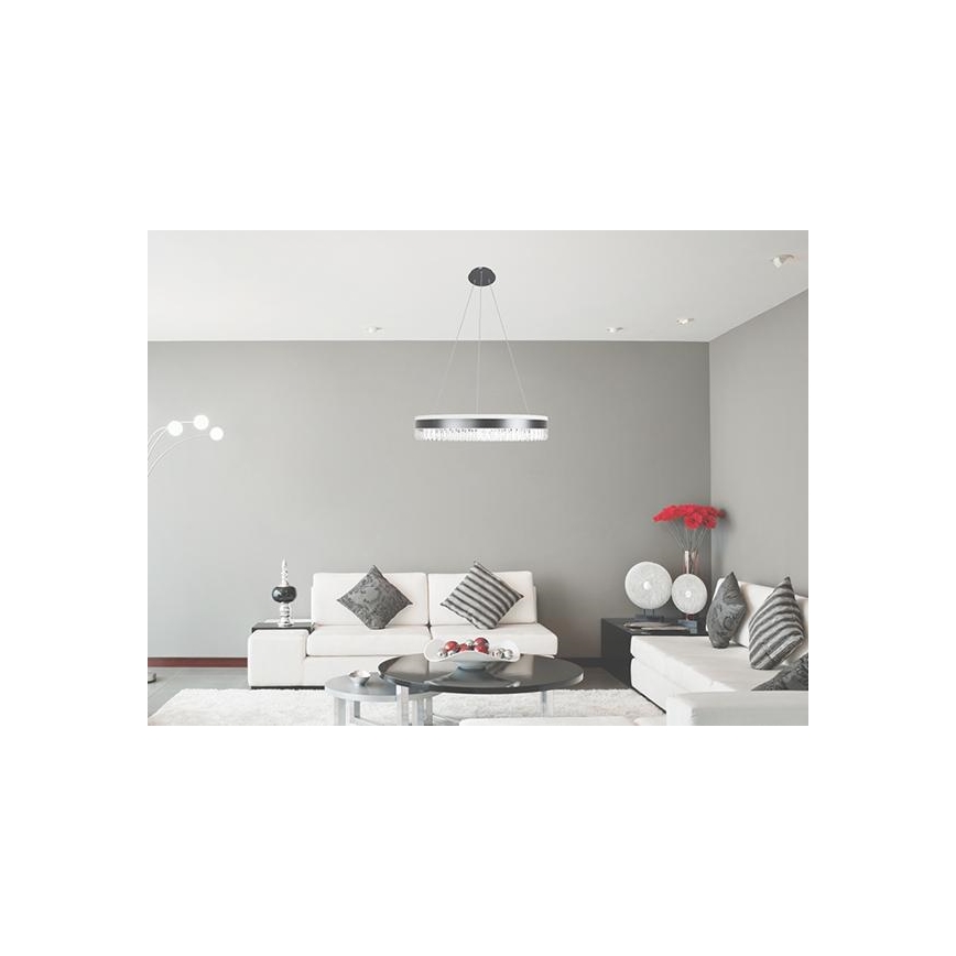 LED Prigušivi kristalni luster na sajli LED/80W/230V 3000-6500K crno + Daljinski upravljač