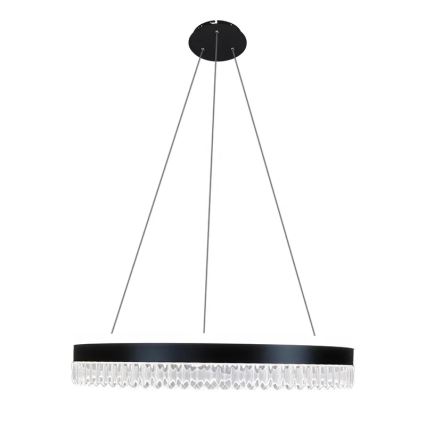 LED Prigušivi kristalni luster na sajli LED/80W/230V 3000-6500K crno + Daljinski upravljač