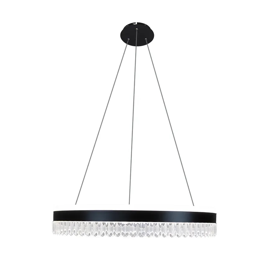 LED Prigušivi kristalni luster na sajli LED/80W/230V 3000-6500K crno + Daljinski upravljač