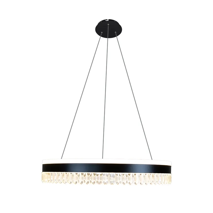 LED Prigušivi kristalni luster na sajli LED/80W/230V 3000-6500K crno + Daljinski upravljač