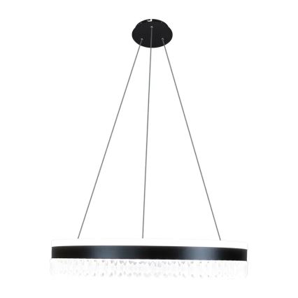 LED Prigušivi kristalni luster na sajli LED/80W/230V 3000-6500K crno + Daljinski upravljač