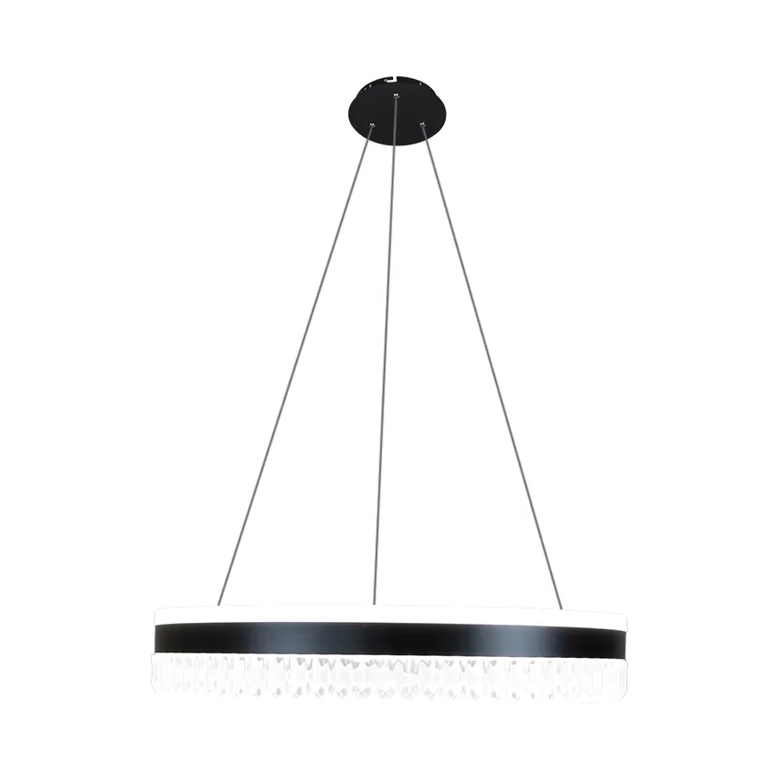 LED Prigušivi kristalni luster na sajli LED/80W/230V 3000-6500K crno + Daljinski upravljač