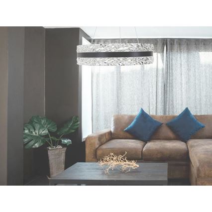 LED Prigušivi kristalni luster na sajli LED/80W/230V 3000-6500K crno + Daljinski upravljač