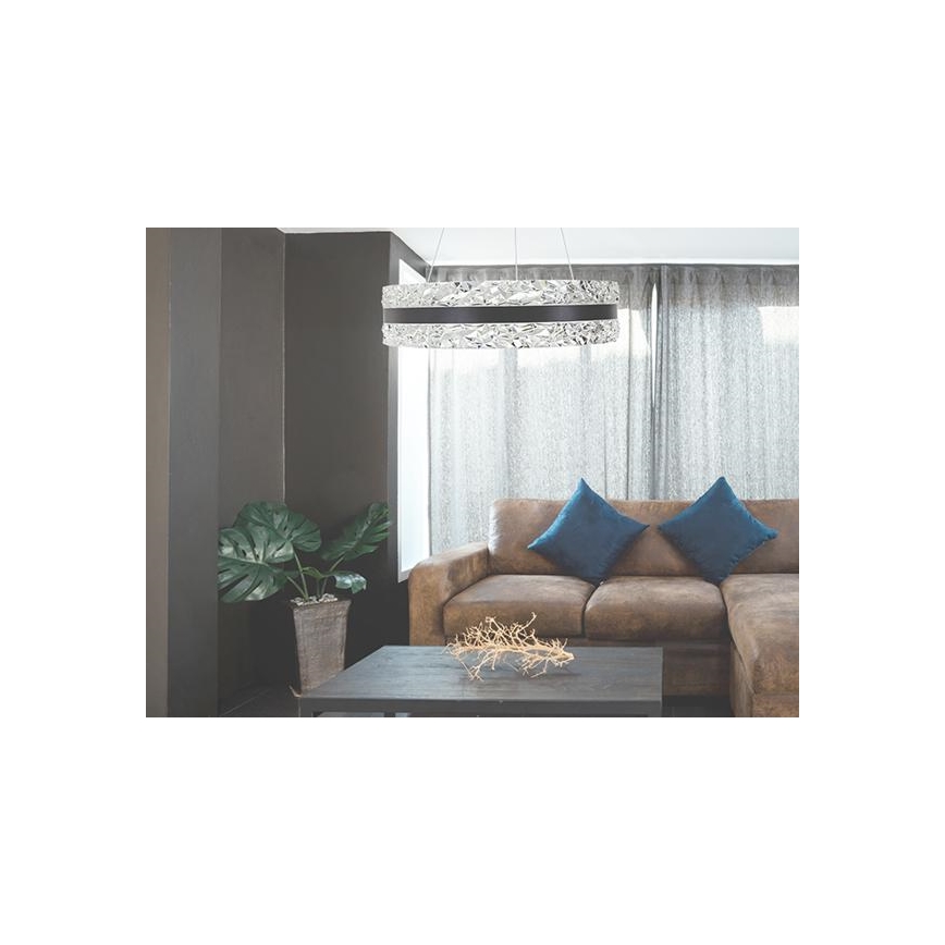 LED Prigušivi kristalni luster na sajli LED/80W/230V 3000-6500K crno + Daljinski upravljač