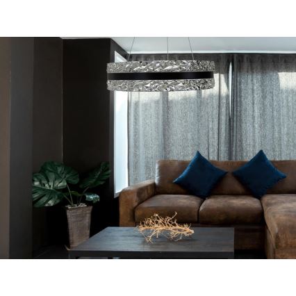 LED Prigušivi kristalni luster na sajli LED/80W/230V 3000-6500K crno + Daljinski upravljač