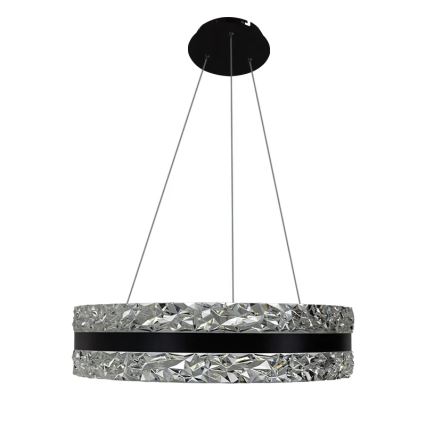LED Prigušivi kristalni luster na sajli LED/80W/230V 3000-6500K crno + Daljinski upravljač