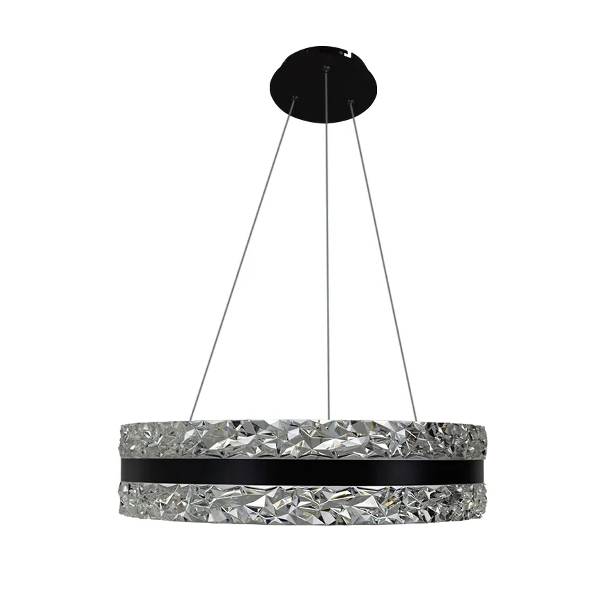 LED Prigušivi kristalni luster na sajli LED/80W/230V 3000-6500K crno + Daljinski upravljač