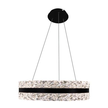 LED Prigušivi kristalni luster na sajli LED/80W/230V 3000-6500K crno + Daljinski upravljač