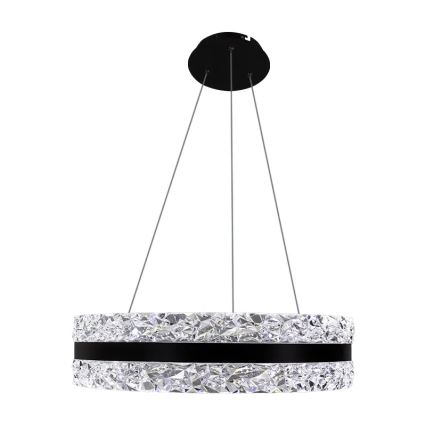 LED Prigušivi kristalni luster na sajli LED/80W/230V 3000-6500K crno + Daljinski upravljač