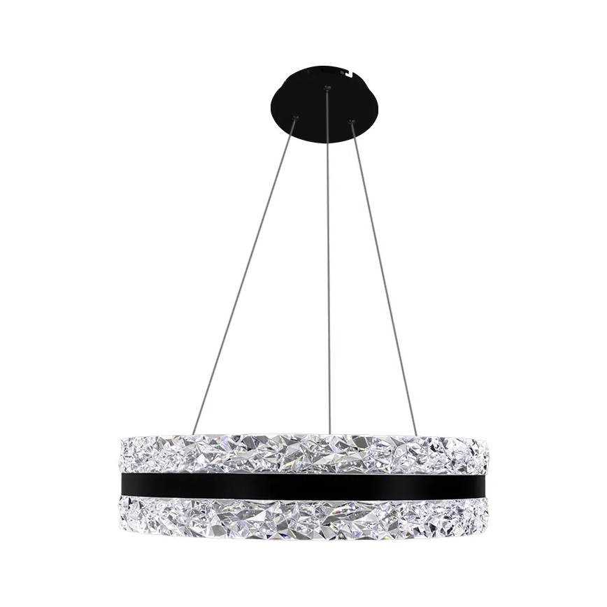 LED Prigušivi kristalni luster na sajli LED/80W/230V 3000-6500K crno + Daljinski upravljač