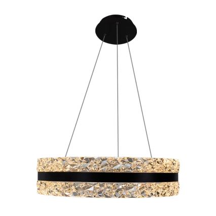 LED Prigušivi kristalni luster na sajli LED/80W/230V 3000-6500K crno + Daljinski upravljač