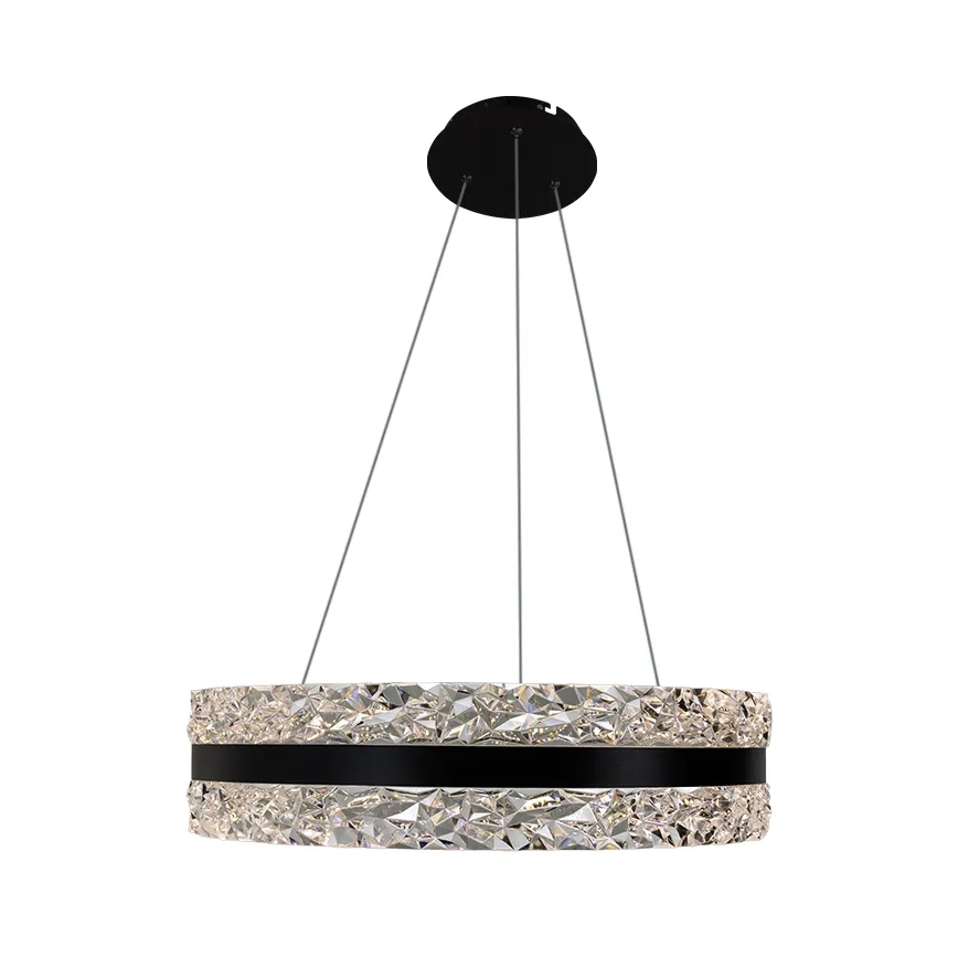 LED Prigušivi kristalni luster na sajli LED/80W/230V 3000-6500K crno + Daljinski upravljač
