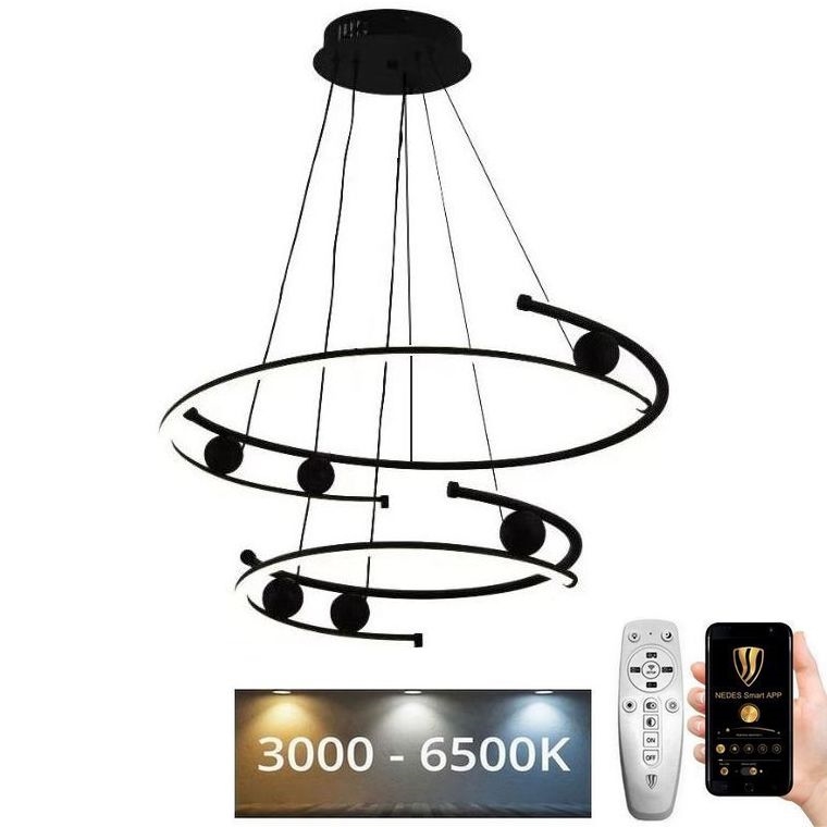 LED Prigušivi luster na sajli LED/80W/230V 3000-6500K + Daljinski upravljač