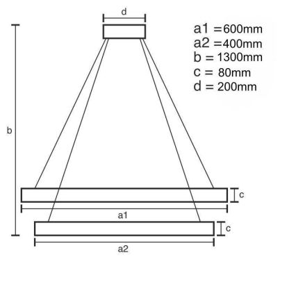LED Prigušivi luster na sajli LED/80W/230V 3000-6500K + Daljinski upravljač