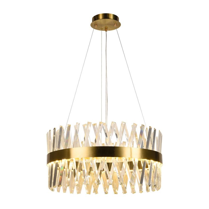 LED Prigušivi kristalni luster na sajli LED/80W/230V 3000-6500K zlatna + Daljinski upravljač