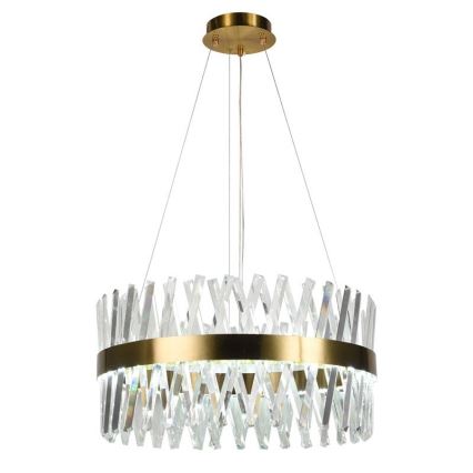 LED Prigušivi kristalni luster na sajli LED/80W/230V 3000-6500K zlatna + Daljinski upravljač