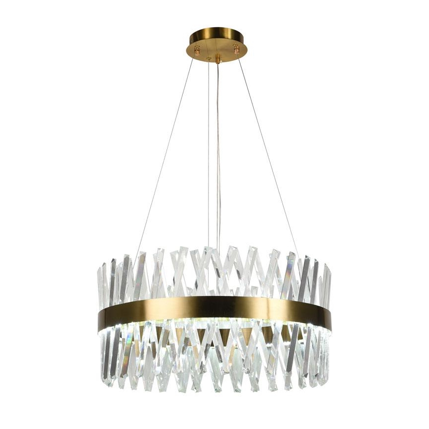LED Prigušivi kristalni luster na sajli LED/80W/230V 3000-6500K zlatna + Daljinski upravljač