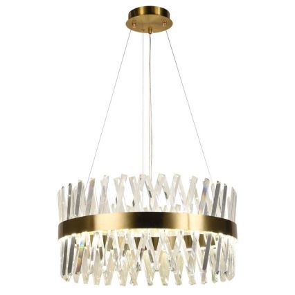LED Prigušivi kristalni luster na sajli LED/80W/230V 3000-6500K zlatna + Daljinski upravljač
