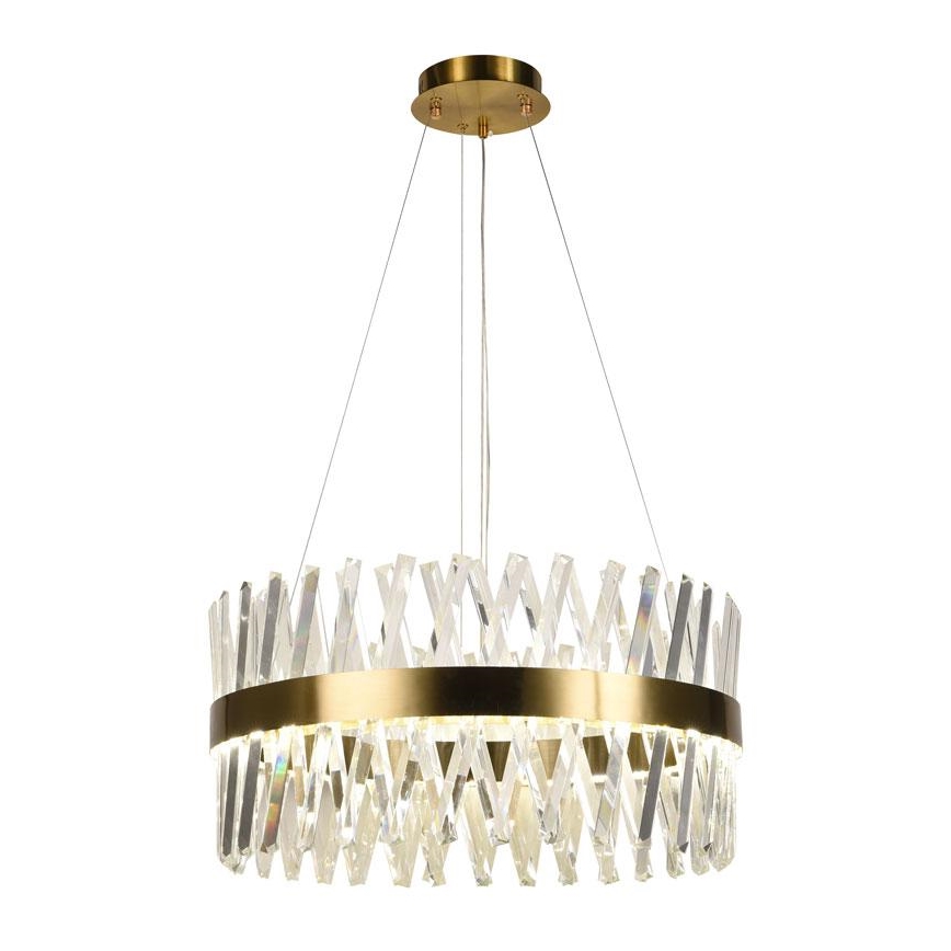 LED Prigušivi kristalni luster na sajli LED/80W/230V 3000-6500K zlatna + Daljinski upravljač