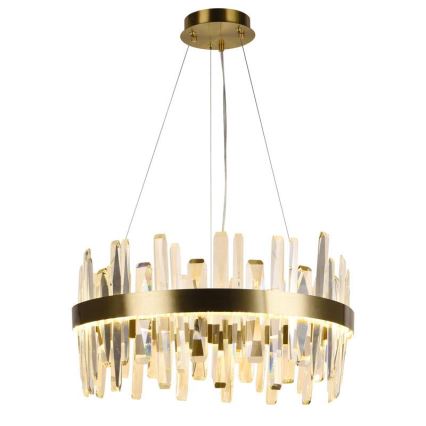 LED Prigušivi kristalni luster na sajli LED/80W/230V 3000-6500K zlatna + Daljinski upravljač