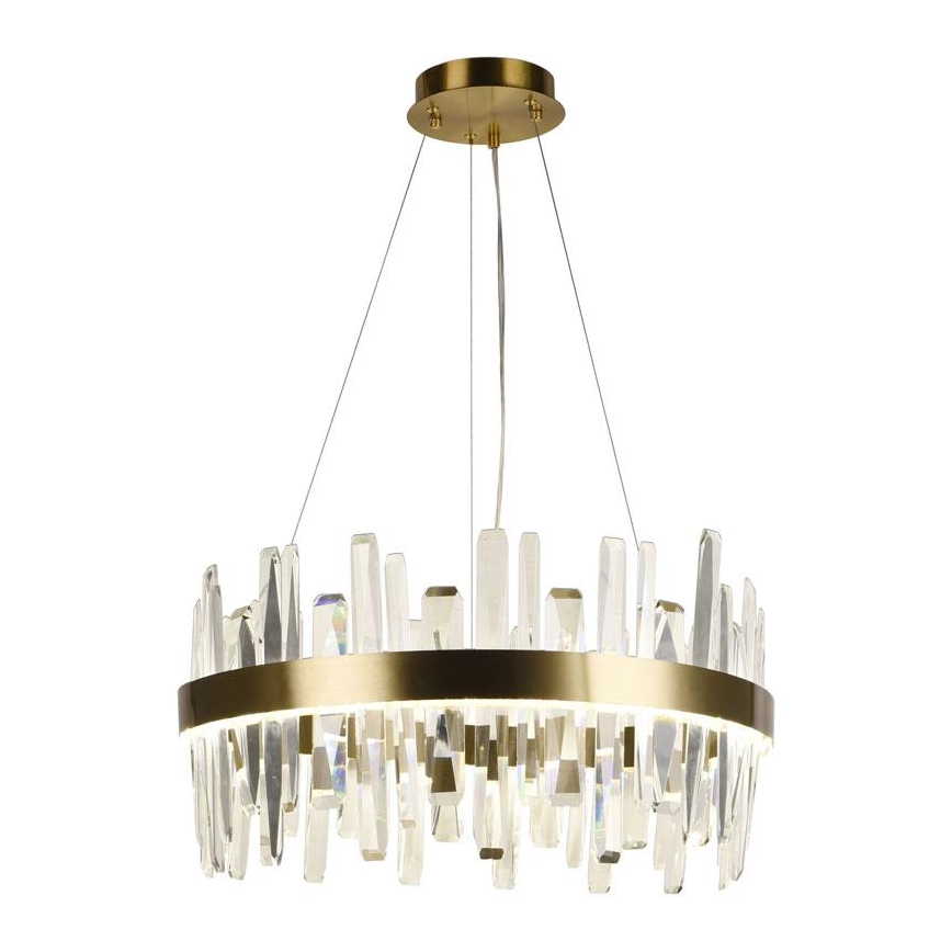 LED Prigušivi kristalni luster na sajli LED/80W/230V 3000-6500K zlatna + Daljinski upravljač