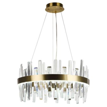 LED Prigušivi kristalni luster na sajli LED/80W/230V 3000-6500K zlatna + Daljinski upravljač