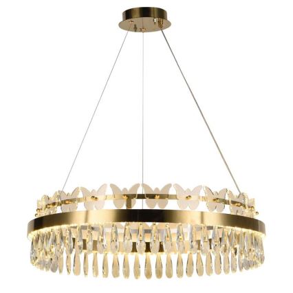 LED Prigušivi kristalni luster na sajli LED/80W/230V 3000-6500K zlatna + Daljinski upravljač
