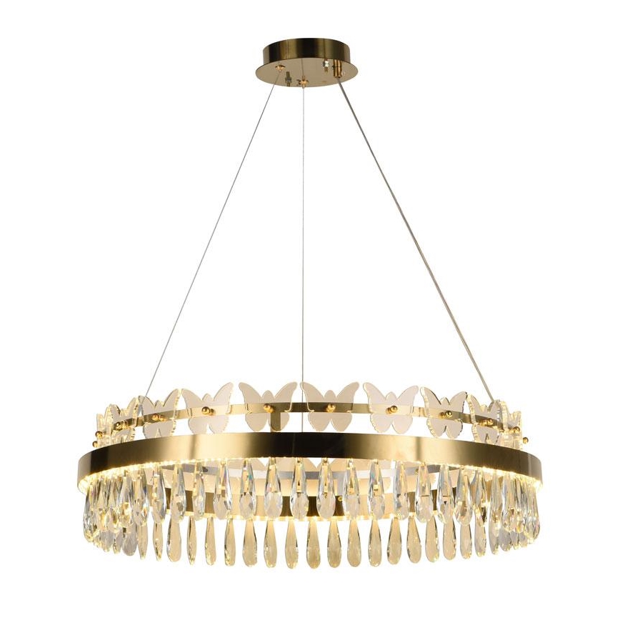 LED Prigušivi kristalni luster na sajli LED/80W/230V 3000-6500K zlatna + Daljinski upravljač