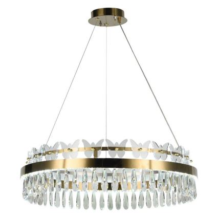 LED Prigušivi kristalni luster na sajli LED/80W/230V 3000-6500K zlatna + Daljinski upravljač