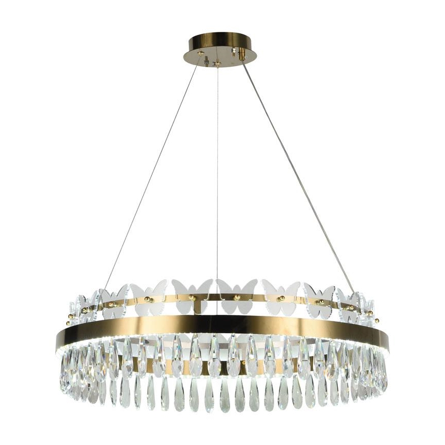 LED Prigušivi kristalni luster na sajli LED/80W/230V 3000-6500K zlatna + Daljinski upravljač