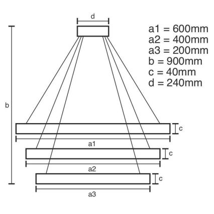 LED Prigušivi luster na sajli LED/85W/230V 3000-6500K pr. 60 cm + Daljinski upravljač