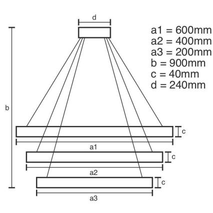 LED Prigušivi luster na sajli LED/85W/230V 3000-6500K pr. 60 cm + Daljinski upravljač