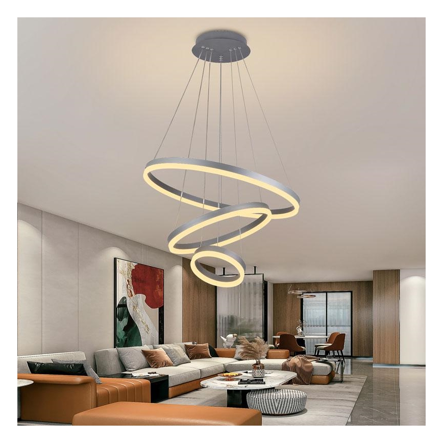 LED Prigušivi luster na sajli LED/85W/230V 3000-6500K pr. 60 cm pr. 60 cm + Daljinski upravljač